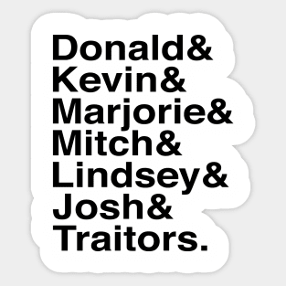 Trump Traitors Name Stack Sticker